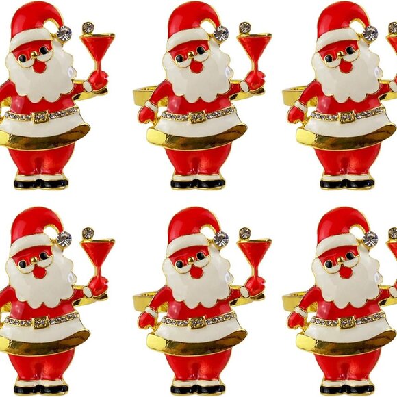 Other - Xmas Napkin Rings Set of 6, Father Chirstmas Napkin Ring for Wedding, Thanksgivi